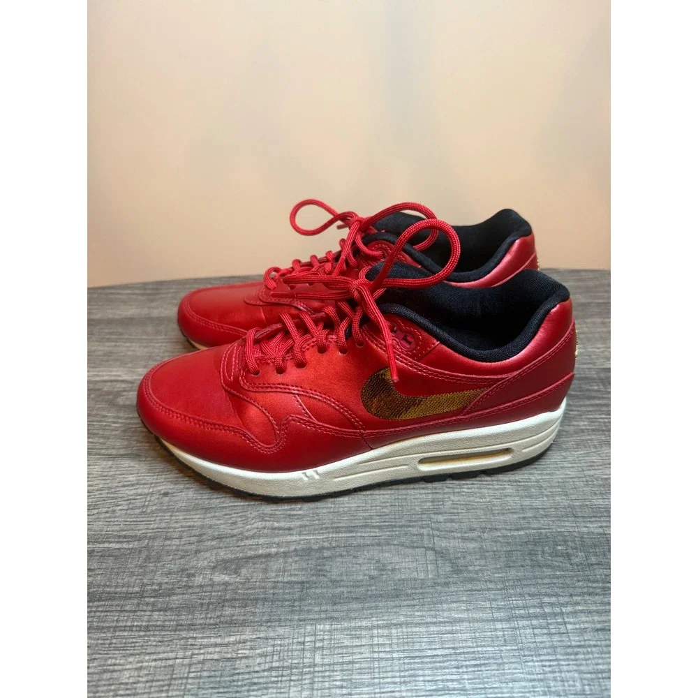 Nike Air Max 1 Metallic Red Gold Women Sneakers 454746-600